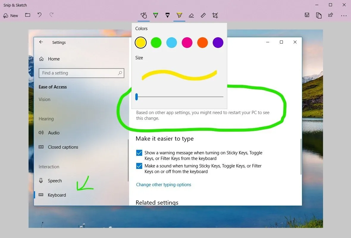 Windows 10 Snip &#x26; Sketch